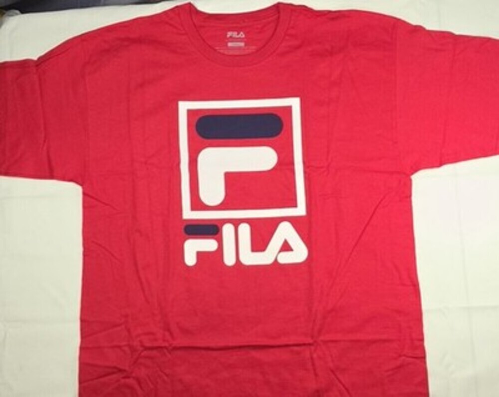 Fila Men's Stacked Graphic Print Short Sleeve T-Shirt Red Size Large NWOT